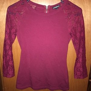 Burgundy Lacy Sleeve Express Blouse